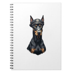 Vintage Dobermann politiehond portret zwart en wit Notitieboek