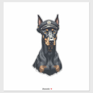 Vintage Dobermann politiehond portret zwart en wit Sticker