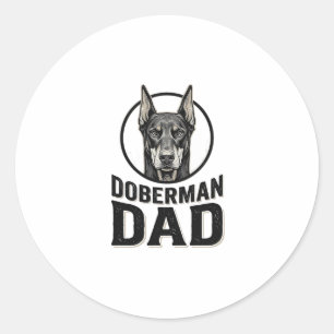 Vintage Dobermann Vader Gravure Hond Liefhebber De Ronde Sticker