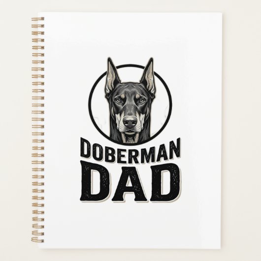 Vintage Dobermann Vader Gravure Hond Liefhebber On Planner (Voorkant)