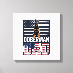 Vintage Dobermann Vader Patriottisch Hond Shirt On Canvas Afdruk