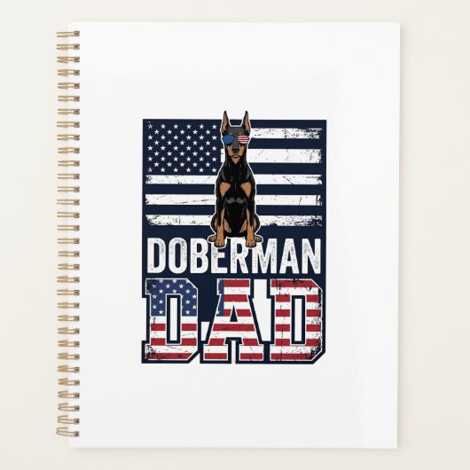 Vintage Dobermann Vader Patriottisch Hond Shirt On Planner (Voorkant)