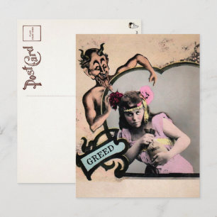 Vintage Dodly Sin Greed Briefkaart