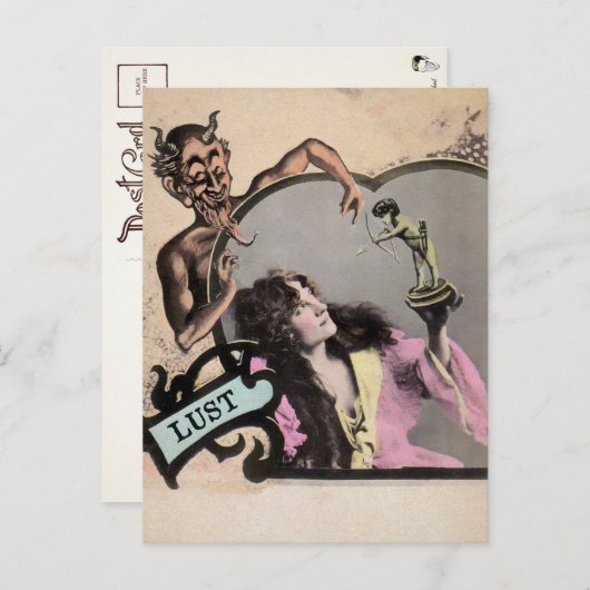 Vintage Dodly Sin Lust Briefkaart (Voorkant / Achterkant)