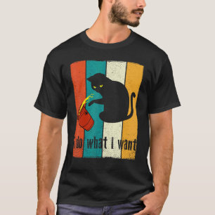 Vintage Doe Wat Ik Wil Zwarte Kat Rode Beker Mijn T-shirt