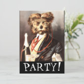 Vintage Dog Butler met Champagne Kaart (Staand voorkant)