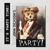 Vintage Dog Butler met Champagne Kaart (Voorkant / Achterkant)