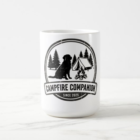 Vintage Dog Camping - Campfire Companion Retro Koffiemok (Center)