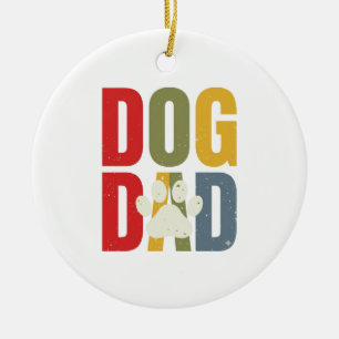 Vintage Dog Dad Pootafdruk Retro Typografie Shirt_ Keramisch Ornament