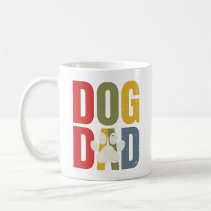 Vintage Dog Dad Pootafdruk Retro Typografie Shirt_ Koffiemok