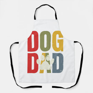 Vintage Dog Dad Pootafdruk Retro Typografie Shirt_ Schort