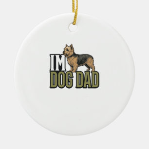 Vintage Dog Dad Terrier Graveren Shirt Ontwerp_1 Keramisch Ornament
