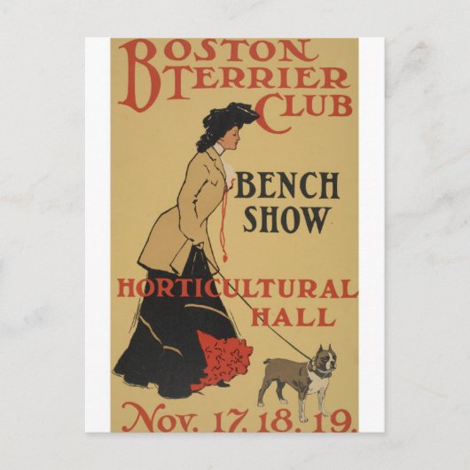 Vintage Dog Show Boston Terrier Club Briefkaart (Voorkant)