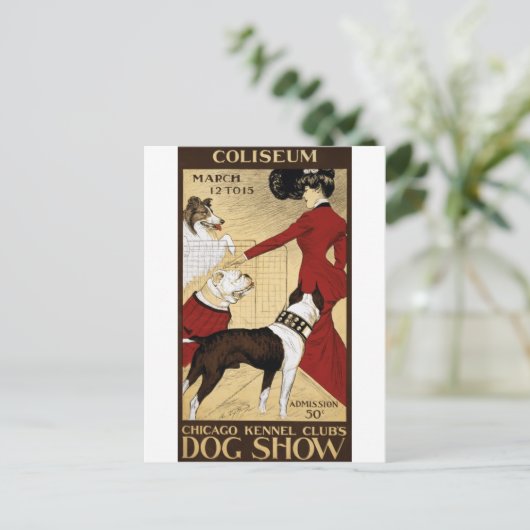 Vintage Dog Show Chicago Briefkaart (Staand voorkant)
