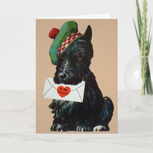 Vintage Dog Valentijnsdag Card Feestdagen Kaart (Voorkant)