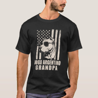 Vintage Dogo Argentino Grandpa American Flag Dog F T-shirt
