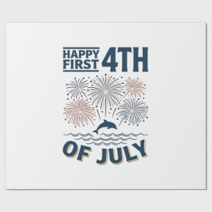 Vintage Dolfijn 4 juli Vuurwerk Shirt Ontwerp Cadeaupapier
