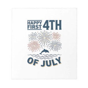 Vintage Dolfijn 4 juli Vuurwerk Shirt Ontwerp Notitieblok