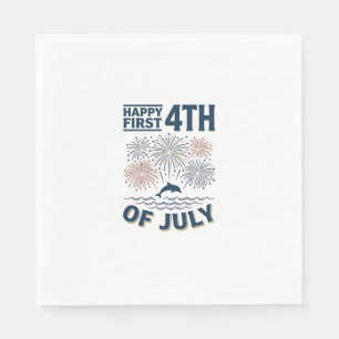 Vintage Dolfijn 4 juli Vuurwerk Shirt Ontwerp Servet