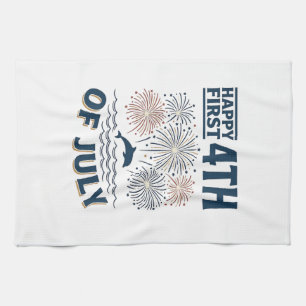 Vintage Dolfijn 4 juli Vuurwerk Shirt Ontwerp Theedoek