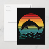 Vintage Dolfijn Zonsondergang Oceaan Briefkaart (Voorkant / Achterkant)