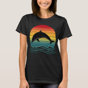 Vintage Dolfijn Zonsondergang Oceaan T-shirt