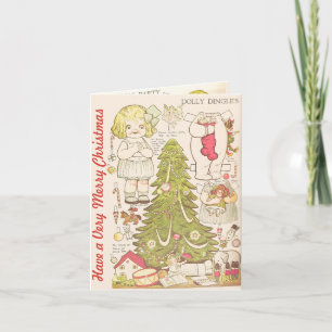 Vintage Doll van het Document "hebben zeer Feestdagen Kaart