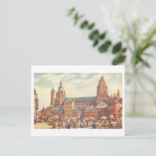 Vintage Dom/Cathedral Mainz Germany Briefkaart (Staand voorkant)