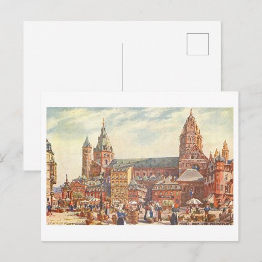 Vintage Dom/Cathedral Mainz Germany Briefkaart (Voorkant / Achterkant)