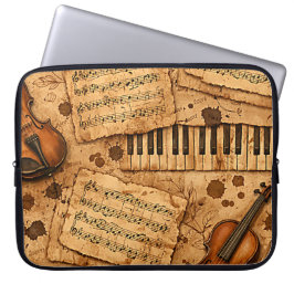 Vintage Donkere Academische Esthetische Patronen Laptop Sleeve