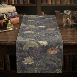 Vintage Donkere Sfeervolle Bloem William Morris Korte Tafelloper