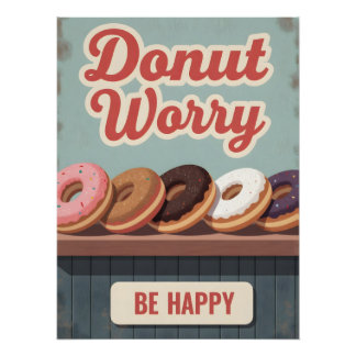 Vintage Donut Poster – Retro Dessert Wall Art