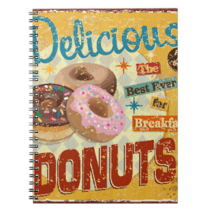 Vintage Donuts metal sign. vintage, sign, donut, p Notitieboek