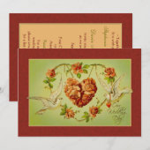 Vintage Dove Roos Heart Wedding Invitation Herfst Kaart (Voorkant / Achterkant)
