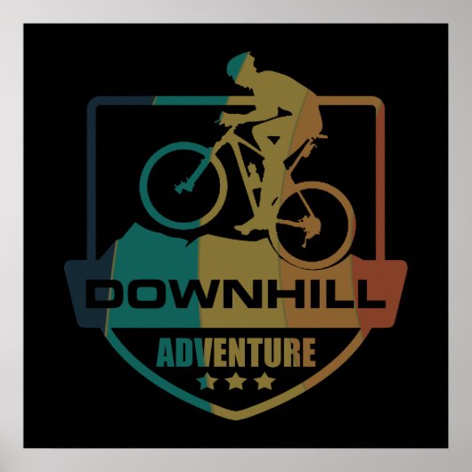 vintage downhill mountainbiken poster (Voorkant)