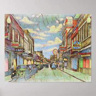 Vintage Downtown Biloxi Poster