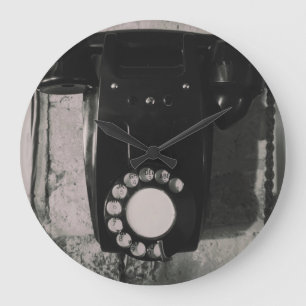 Vintage draaischijftelefoon fotoprint. grote klok