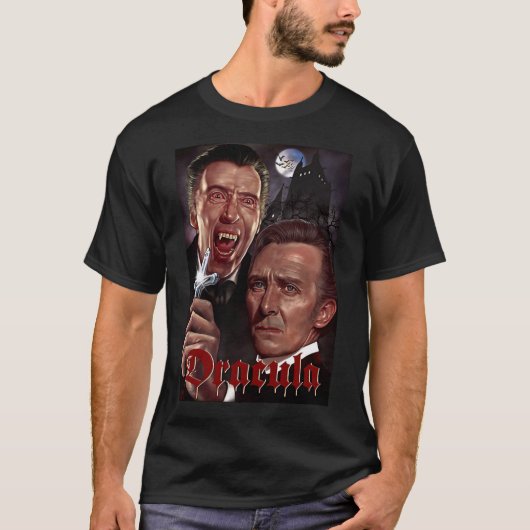 Vintage Dracula Peter Cushing/Christopher Lee T-shirt (Voorkant)