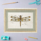 Vintage Dragonfly Gold Lijst Frans Postmark Craft Tissuepapier (Craft)