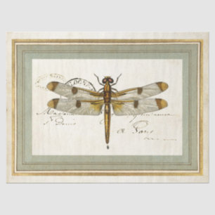 Vintage Dragonfly Gold Lijst Frans Postmark Craft Tissuepapier