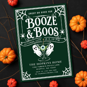 Vintage drank & Boos Ghost Volwassen Halloween-fee Kaart