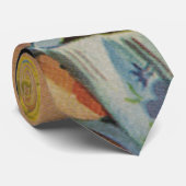 Vintage Dranken, Gelukkige Vrouw met Kopje Koffie Stropdas (Opgerold)