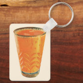 Vintage drankjes, glas sinaasappelsap ontbijt sleutelhanger (Achterkant)