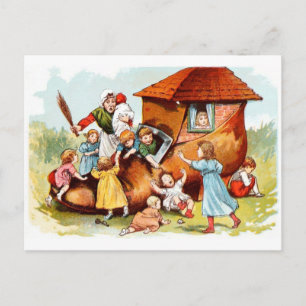 Vintage Drawing: Woman Who Lives in a Shoe Briefkaart