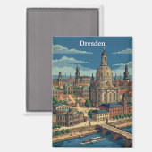 Vintage Dresden Duitsland Reis Kunst Magneet (Voorkant / Achterkant)