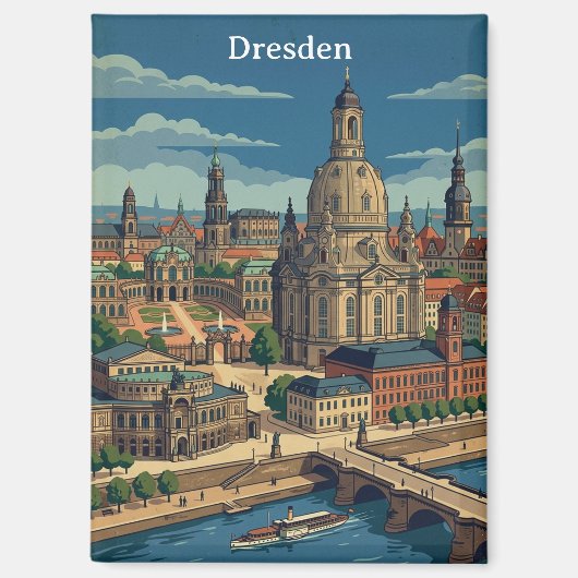 Vintage Dresden Duitsland Reis Kunst Magneet (Voorkant)