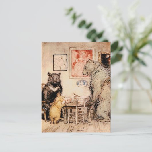 Vintage drie Beren Briefkaart (Staand voorkant)