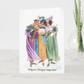 Vintage drie dames kerst kaart (Voorkant)