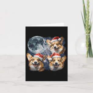 Vintage Drie Kerst Corgis Dog Santa Howling A Kaart