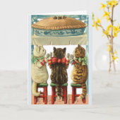 Vintage Drie Kleine Kittens Muispastei Note Kaart (Gele Bloem)